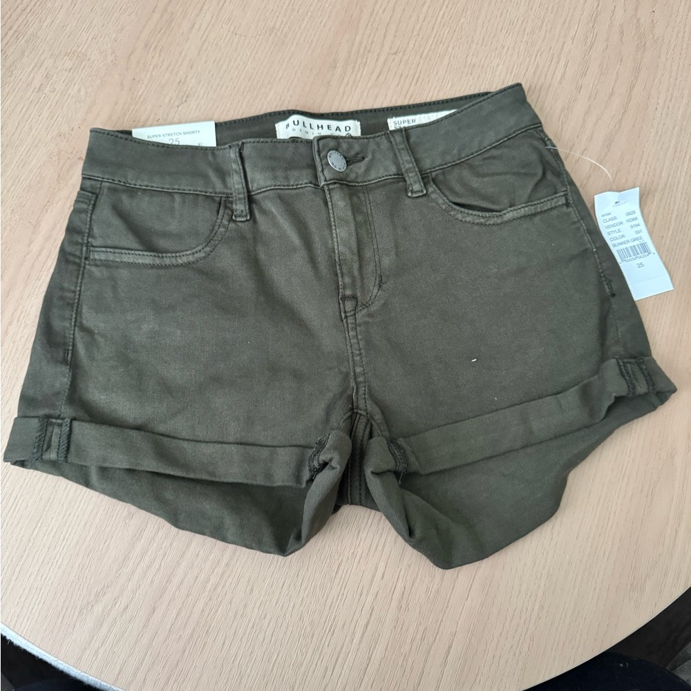 Bullhead Green High Waist Shorts
